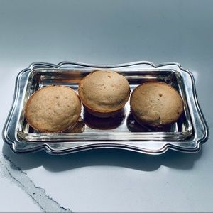 Vintage Tin w/Glass Inset Butter/Cranberry Dish